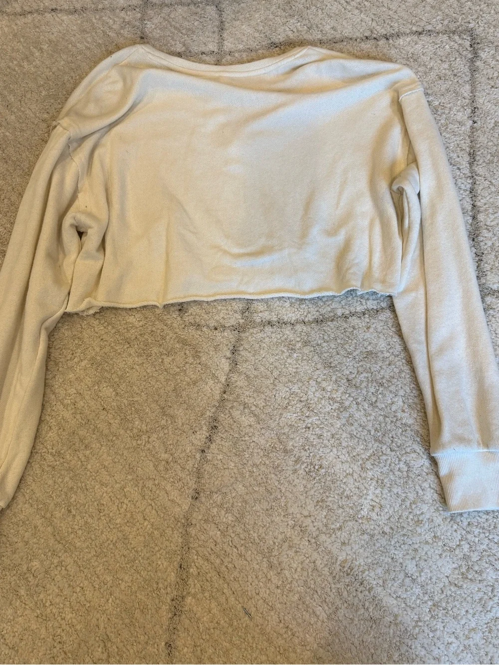 Free People Cropped Long-Sleeve Cream Top Size Small